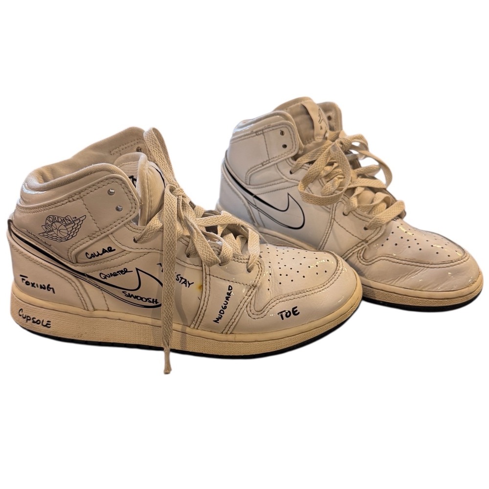 Kids Nike Air Jordan 1 Mid GS White Sneakers Size 4.5Y‎
